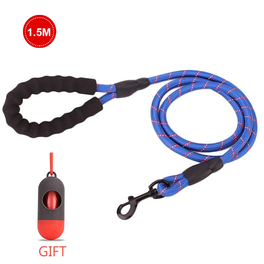 Pet Leash Reflective Strong Dog Leash 1.5M Long with Comfortable Padded Handle Heavy Duty Training Durable Nylon Rope Leashes by S And B Enterprise