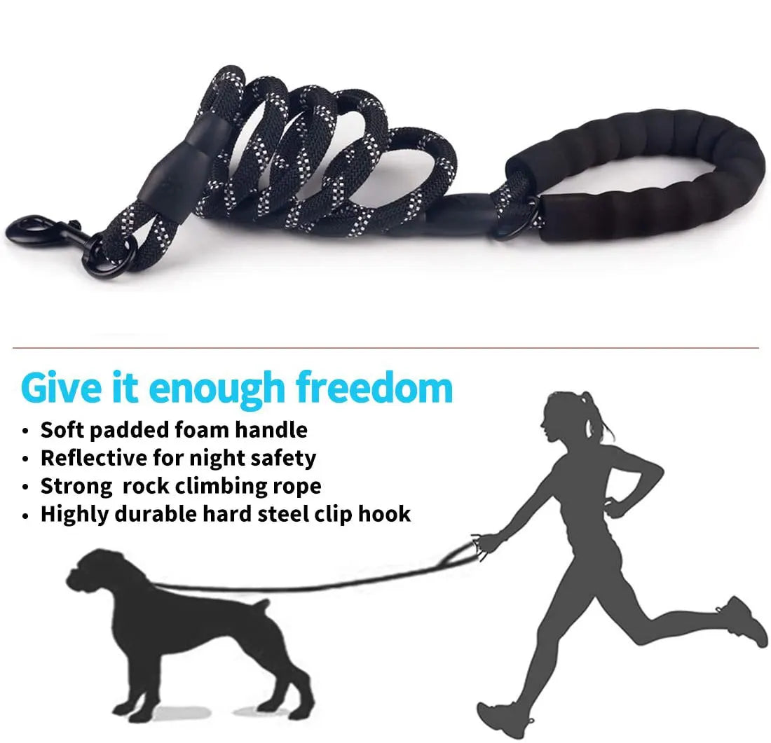 Pet Leash Reflective Strong Dog Leash 1.5M Long with Comfortable Padded Handle Heavy Duty Training Durable Nylon Rope Leashes by S And B Enterprise