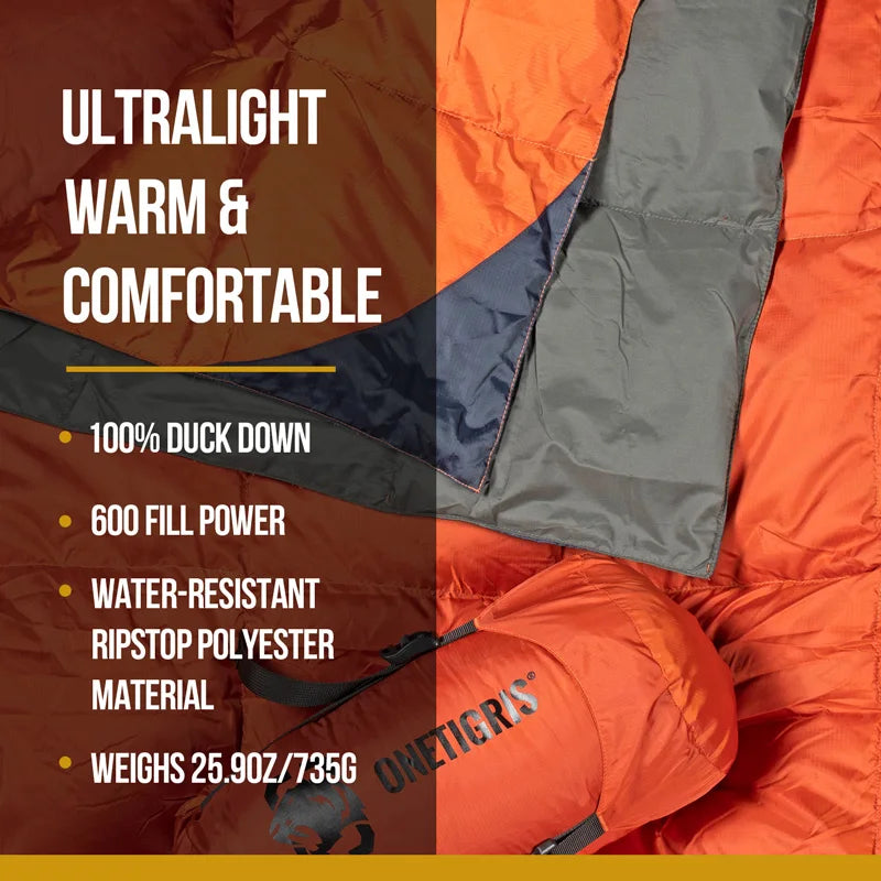 OneTigris 3-Season Outdoor Down Quilt Camping Blanket Foldable