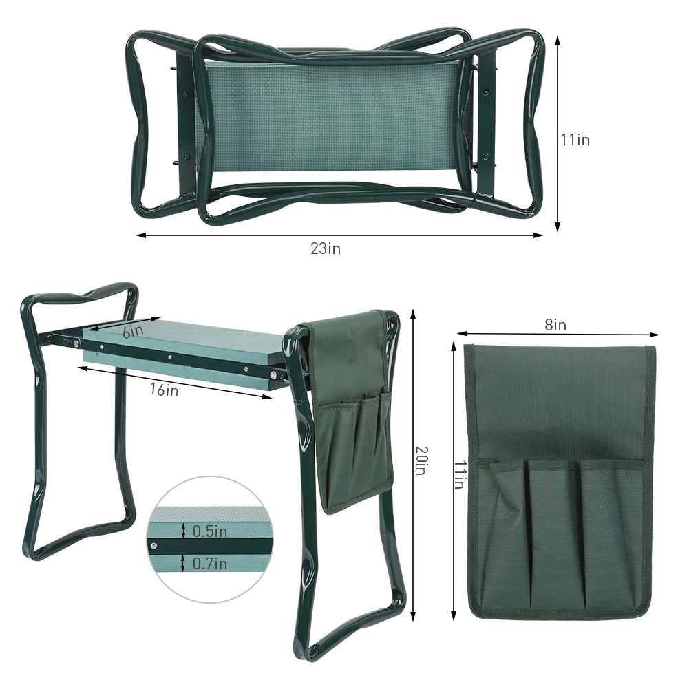 Heavy Duty Upgraded Garden Kneeler Thicken Seat Padded Kneeling Stool Indoor Outdoor 150KG Load Portable Folding by S And B Enterprise