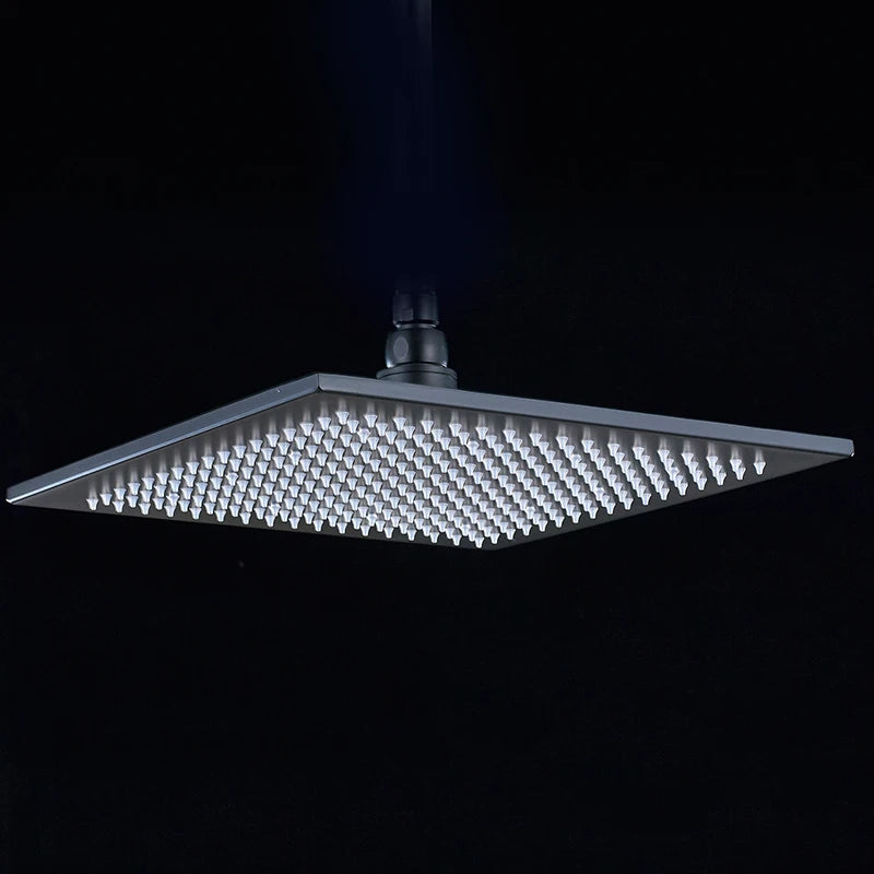 Rozin Rainfall Shower Head With LED Light Square Brass Design