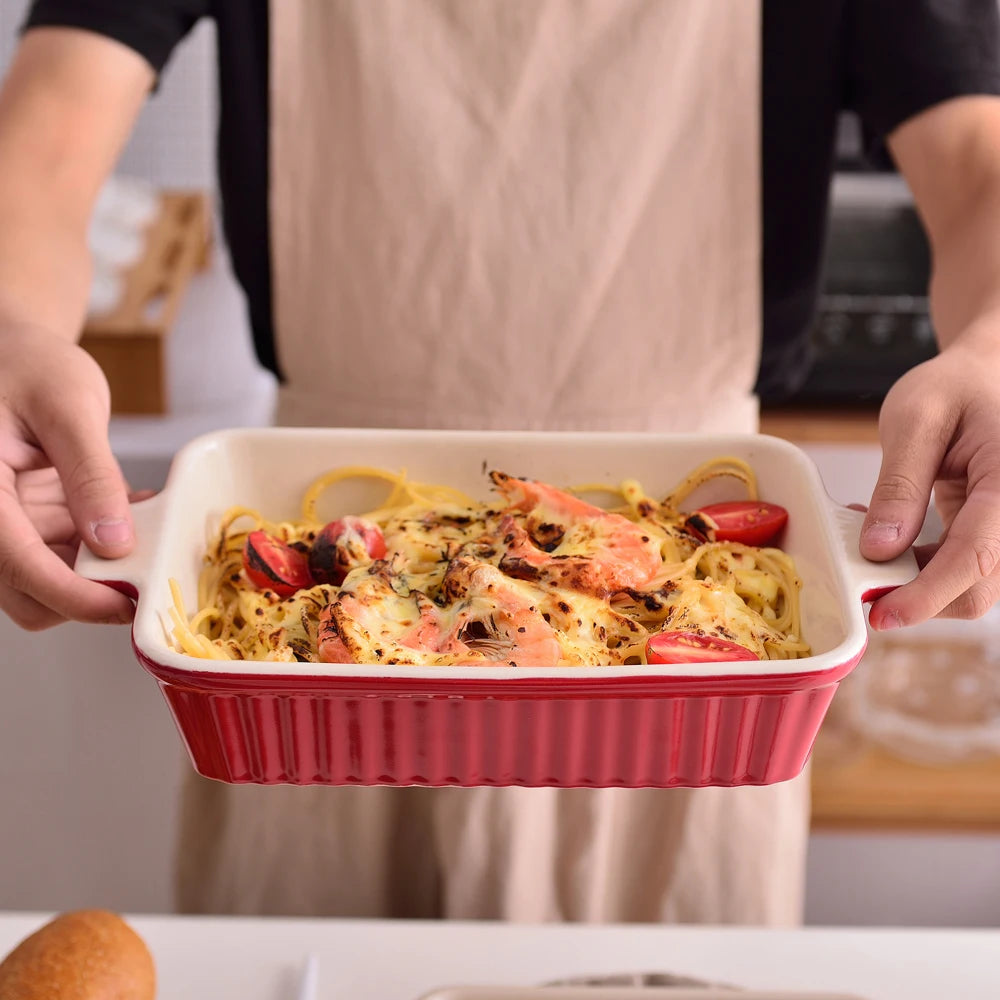 Malacasa 4 Piece Ceramic Bakeware Set With Handles For Lasagna Pie Casserole by S And B Enterprise