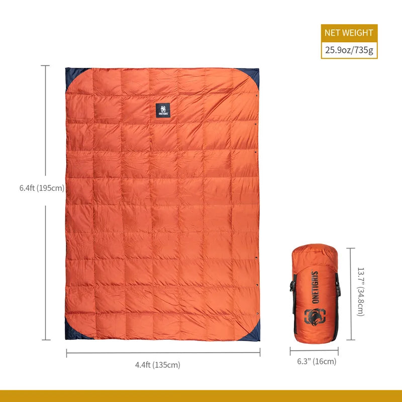 OneTigris 3-Season Outdoor Down Quilt Camping Blanket Foldable