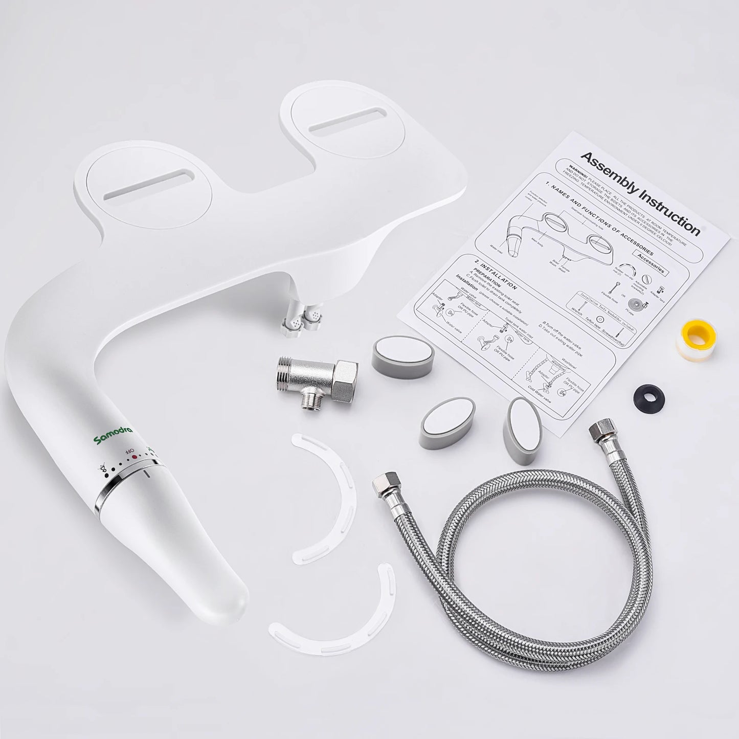 SAMODRA Ultra-Slim Toilet Bidet Seat Attachment With Brass Inlet