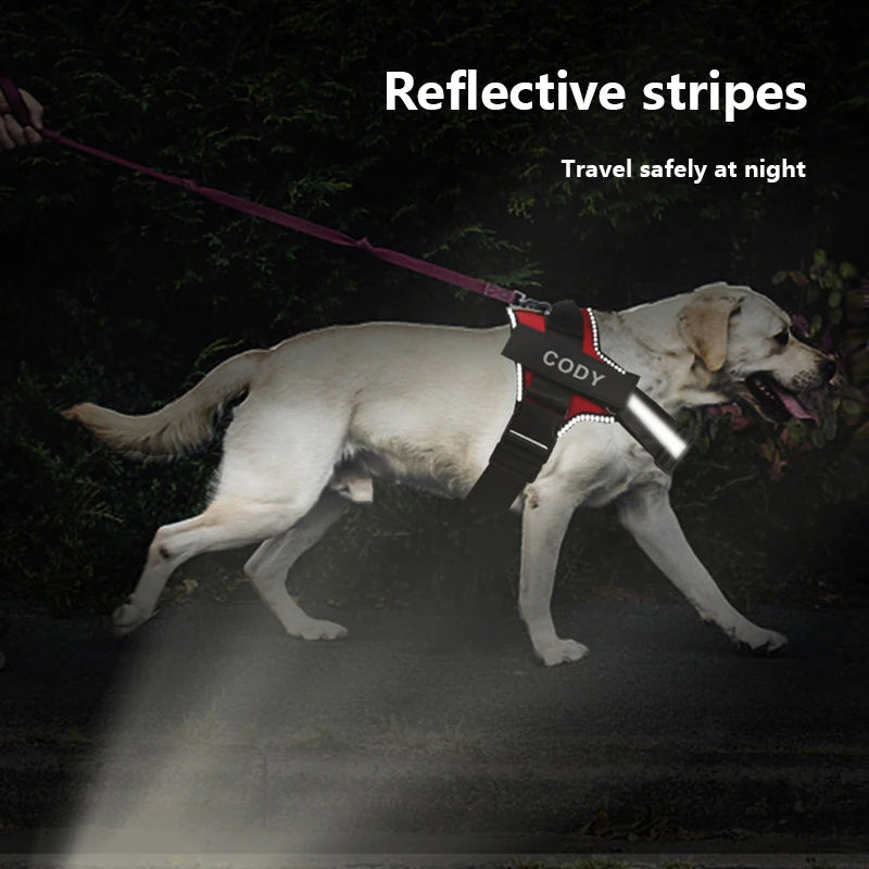 Dog Harness NO PULL Reflective Breathable Adjustable Pet Harness Vest with ID Custom Patch Outdoor Walking Dog Supplies by S And B Enterprise