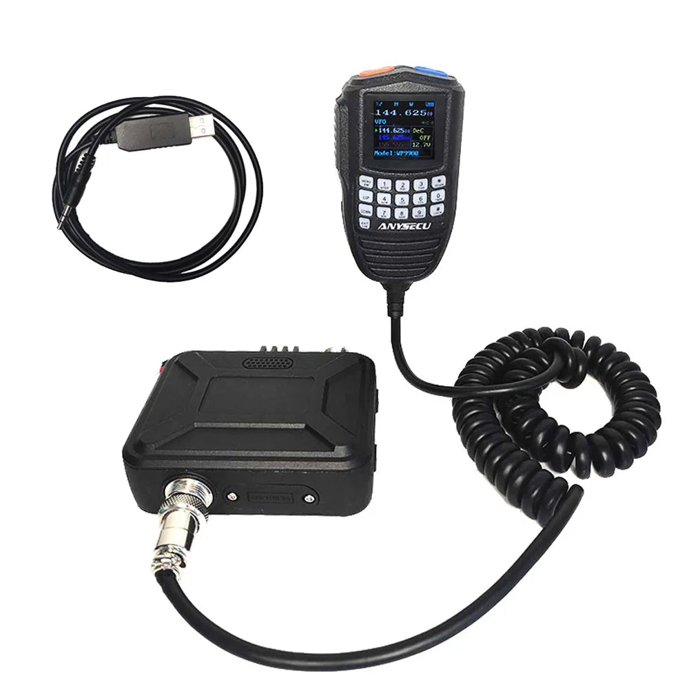 ANYSECU WP-9900 25W black handheld two-way radio kit with base unit and USB programming cable