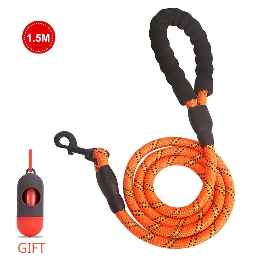 Pet Leash Reflective Strong Dog Leash 1.5M Long with Comfortable Padded Handle Heavy Duty Training Durable Nylon Rope Leashes by S And B Enterprise