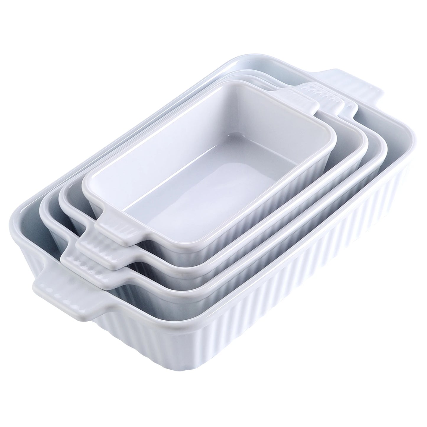 Malacasa 4 Piece Ceramic Bakeware Set With Handles For Lasagna Pie Casserole by S And B Enterprise