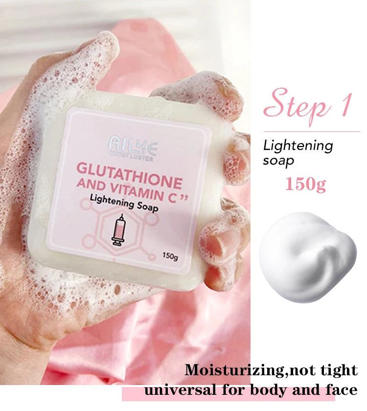 AILKE Glutathione & Vitamin C Kit, With Whitening Lotion, Moisturizing Cream, Lightening Soap, Spa Oil, Glowing Body Cream by S And B Enterprise