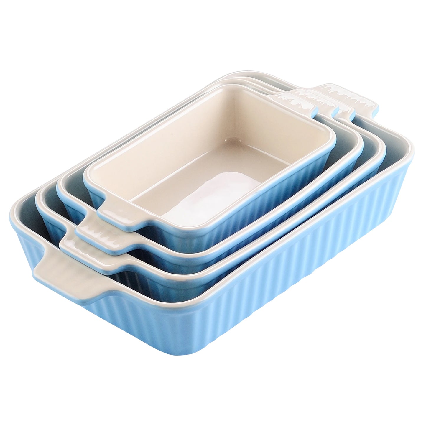 Malacasa 4 Piece Ceramic Bakeware Set With Handles For Lasagna Pie Casserole by S And B Enterprise