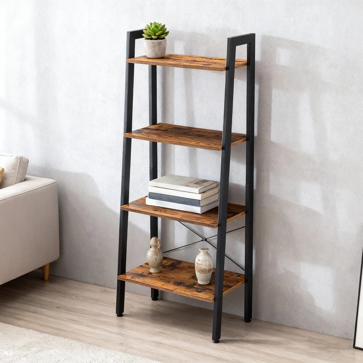 JHK 4-Tier Wooden Display Bookshelf For Living Room Organization