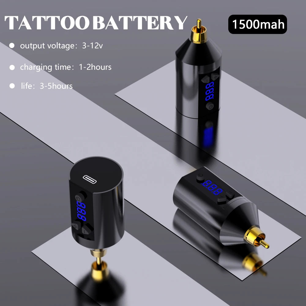 Goldplume Complete Tattoo Kit, Wireless Tattoo Machine Kit, Tattoo Gun Kit with 1500Mah Tattoo Power Supply, 10 Tattoo Needles and 7 Bottles of Tattoo Ink and Other Tattoo Accessories, Complete Tattoo Kit Suitable for Beginne by S And B Enterprise