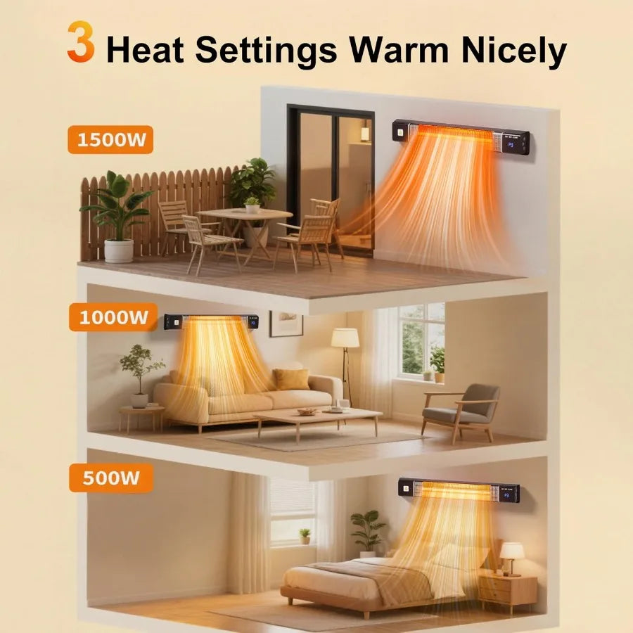 Wall-mounted infrared patio heater by S And B Enterprise, 1500W with remote and 24-hour timer