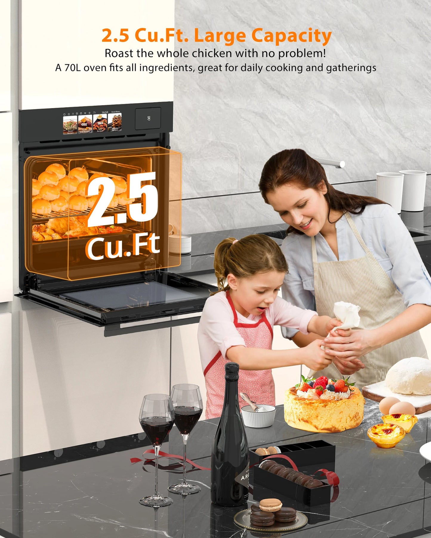 Adoolla Built In Electric Wall Oven With TFT Display And 8 Cooking Modes