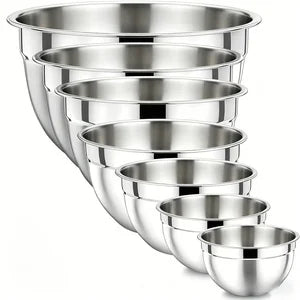 7PC Food Grade Stainless Steel Mixing Bowls Set,Kitchen Bowl, Salad Bowl, Metal Mixing Bowl,Nesting Stackable Deep Basin with Sealed Lid,BPA Free Dishwasher Safe for Cooking Prep,Fruit Washing, Marinating, Salad Making,Food S by S And B Enterprise