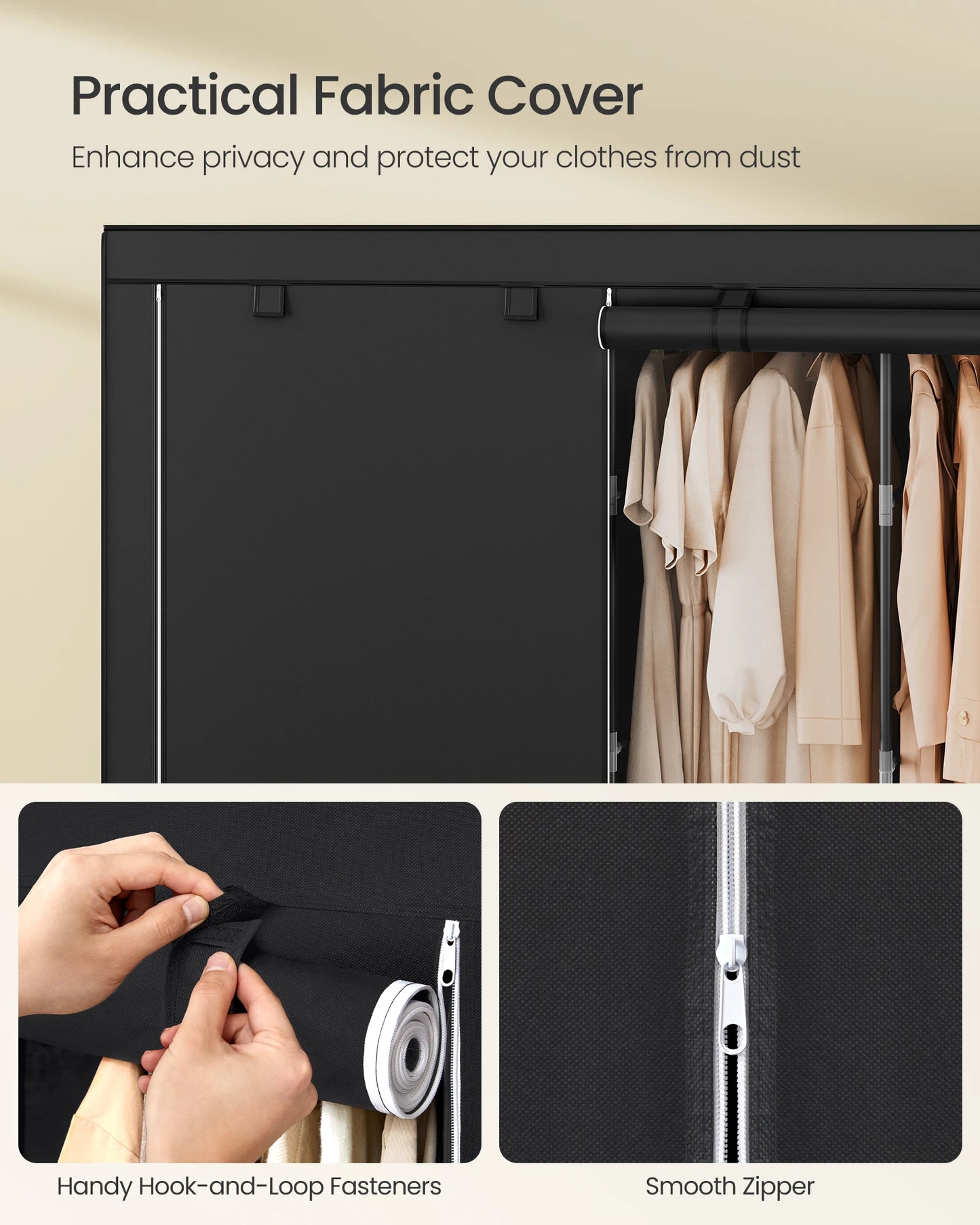 SONGMICS Portable Closet Organizer With Cover 5 Hanging Rods And Shelves by S And B Enterprise