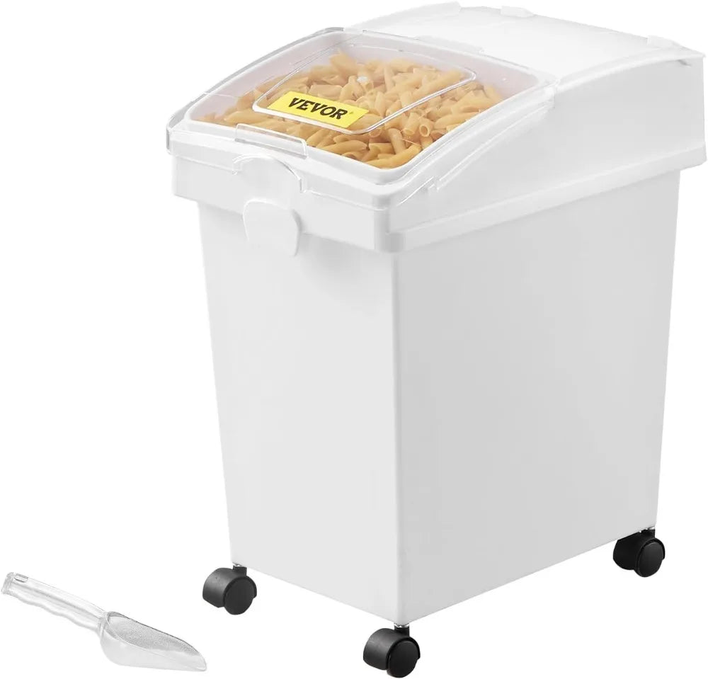 Ingredient Storage Bin With Wheels Sliding Lid And Scoop