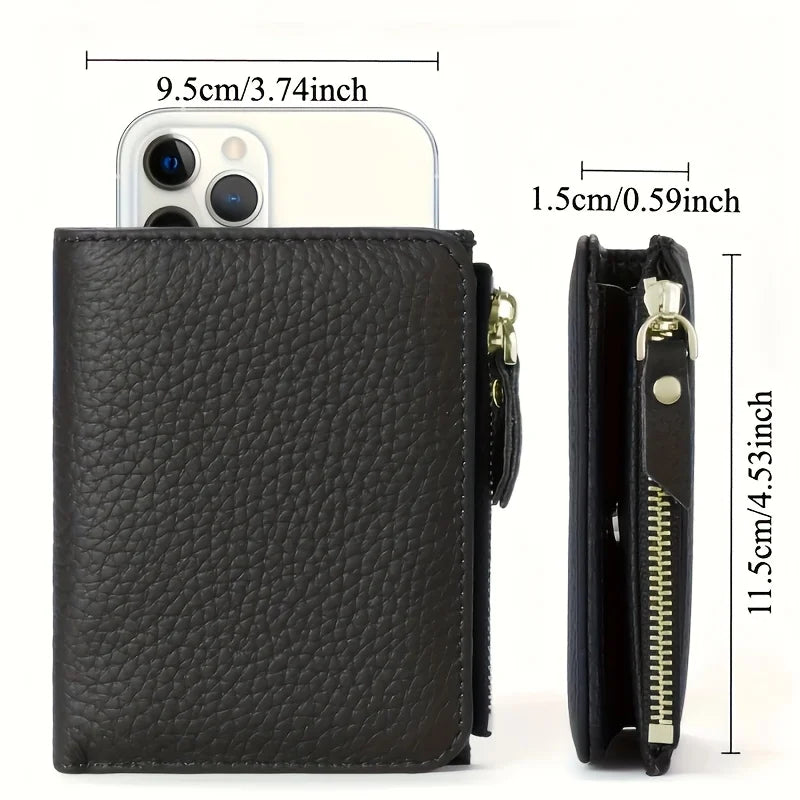 Unisex RFID Zipper Wallet PU Card Holder Slim Coin Purse