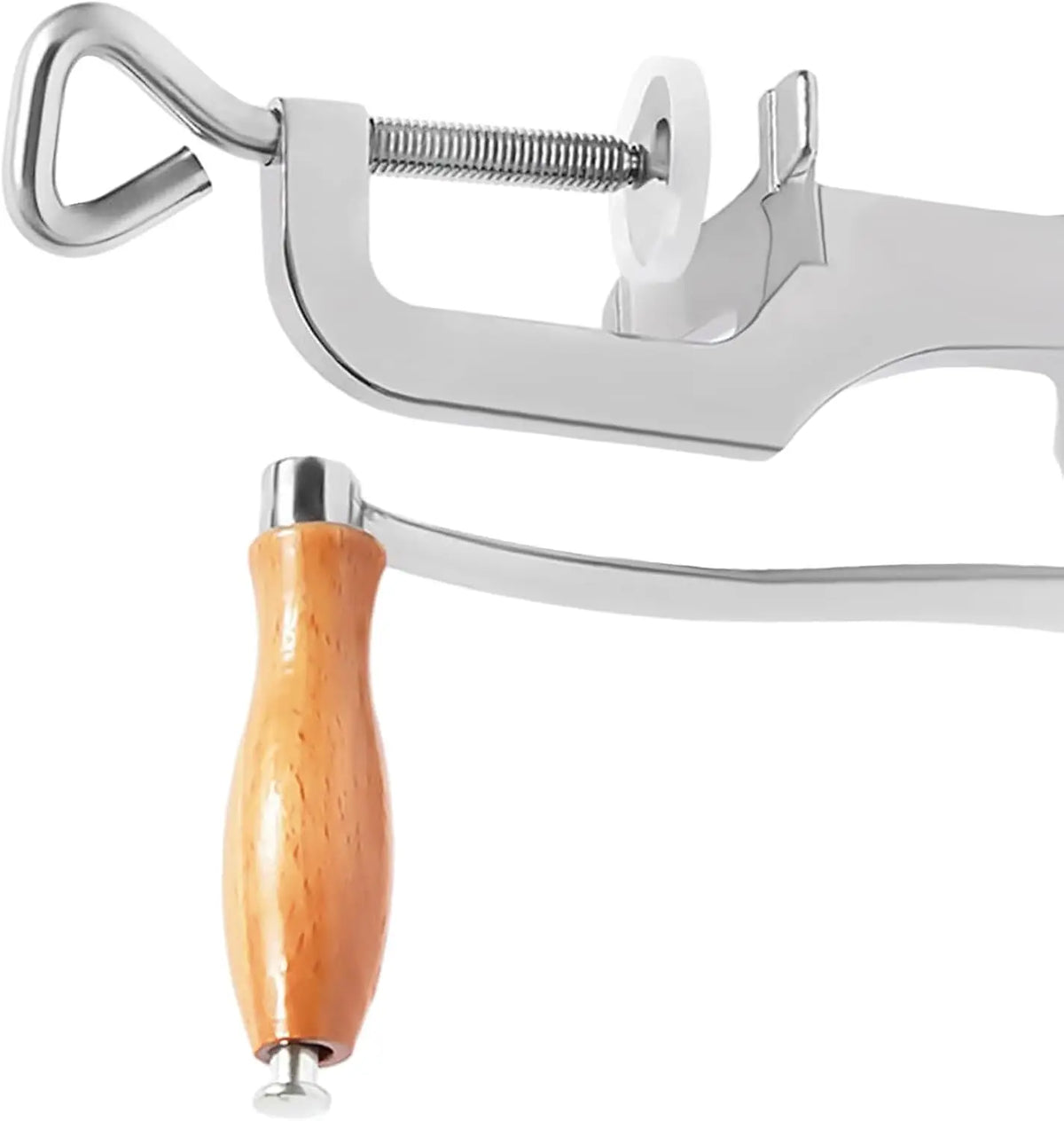 Manual wheatgrass juicer, stainless steel with wooden handle and clamp screw