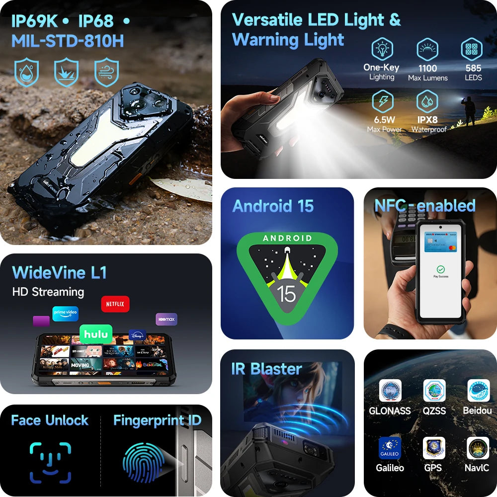 ULEFONE Armor 34 Pro Rugged Phone With Built In Projector