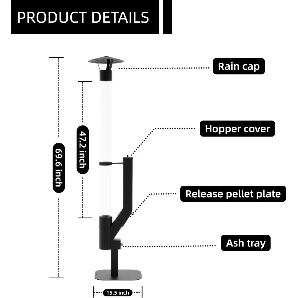 Spiral Flame Glass Tube Patio Heater, Anti-Tip Base, Outdoor Garden Backyard Heating by S And B Enterprise