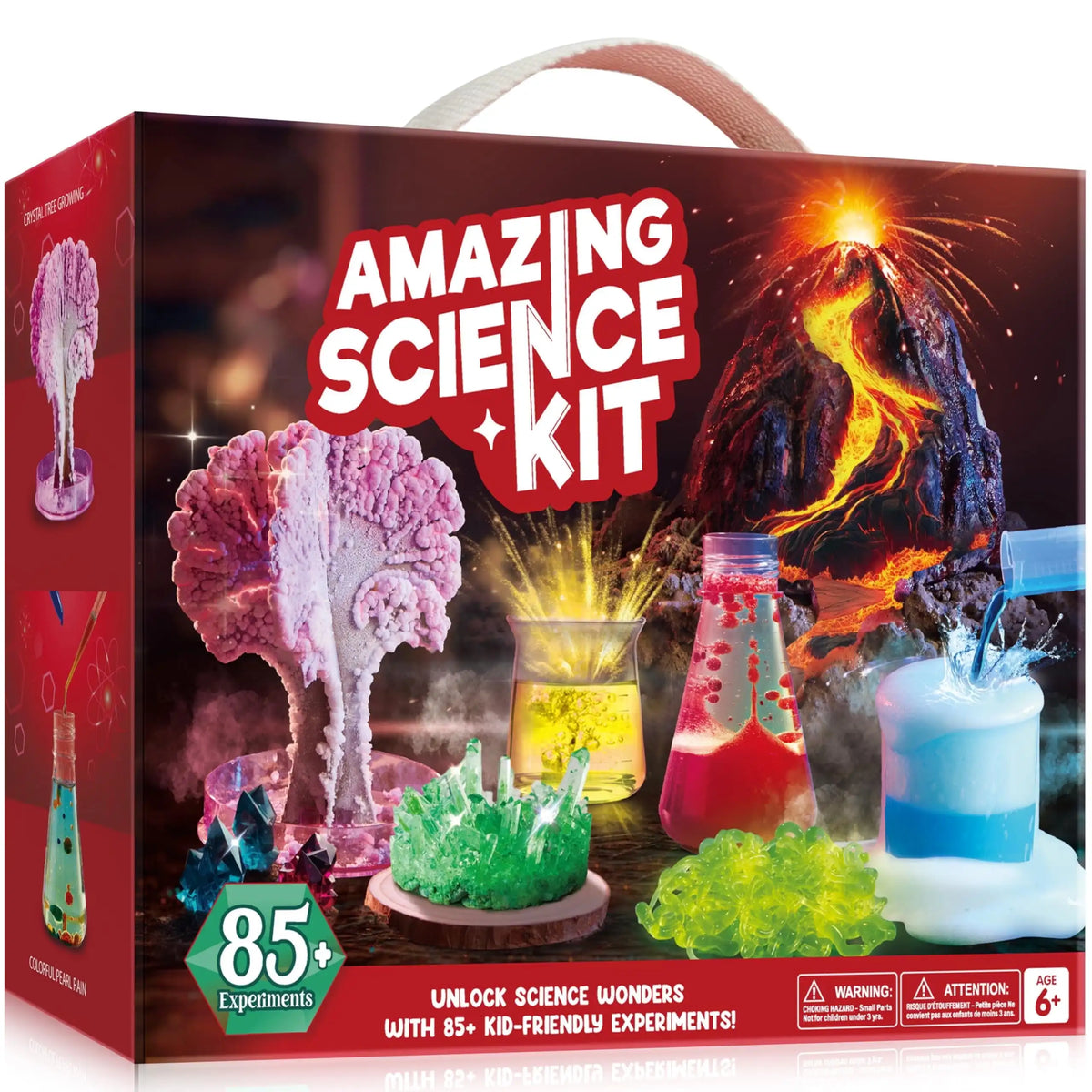 Amazing Science Kit box with volcano model, crystals and beakers; 85+ experiments by S And B Enterprise.