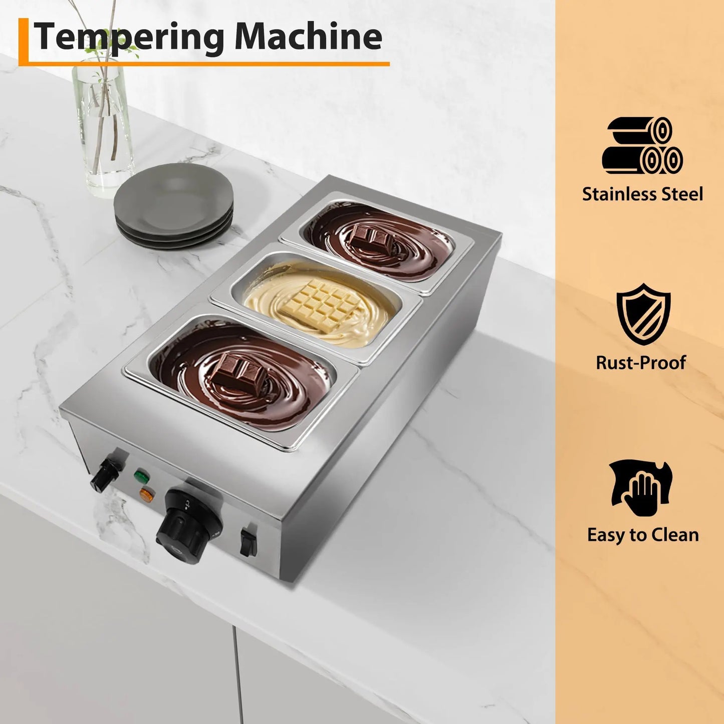 HiMISS Chocolate Melting Pot Tempering Machine With Temperature Control Lid