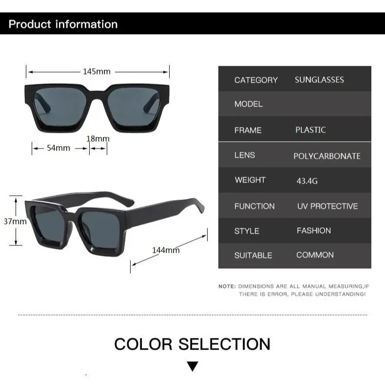 Unisex Vintage Square Sunglasses UV400 Protection Retro Style by S And B Enterprise