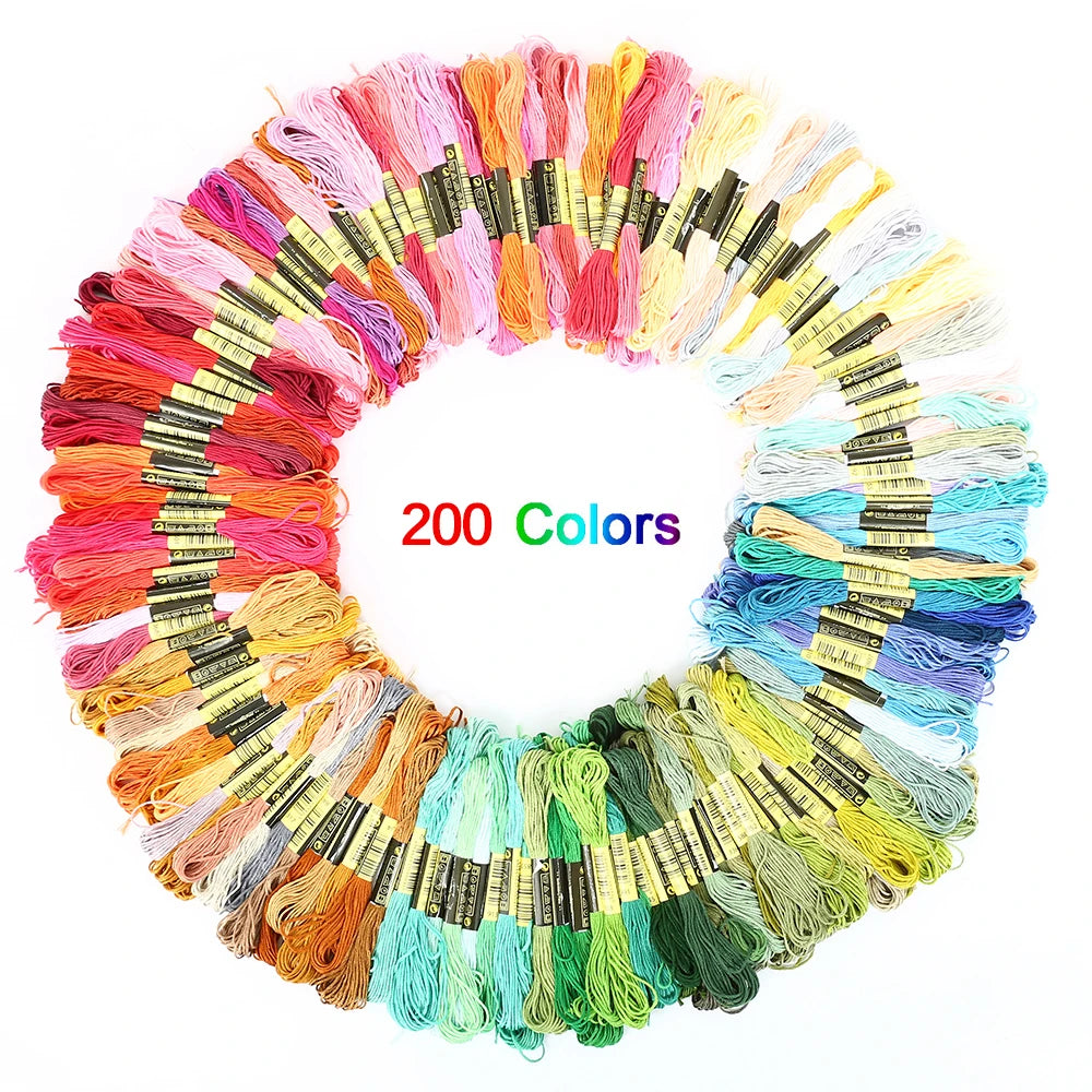 100/200/447pcs Mix Colors Embroidery Thread Cotton Sewing Skeins Craft Cross Stitch Floss Kit Line DIY Tools Make Bracelets by S And B Enterprise