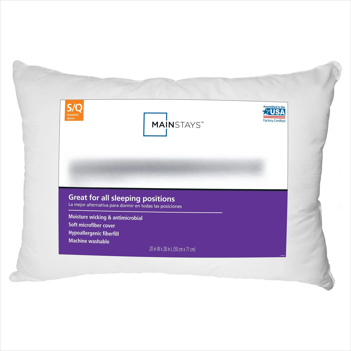 2-pack Comfort Complete Bed Pillow, Standard/Queen, Mainstays label visible