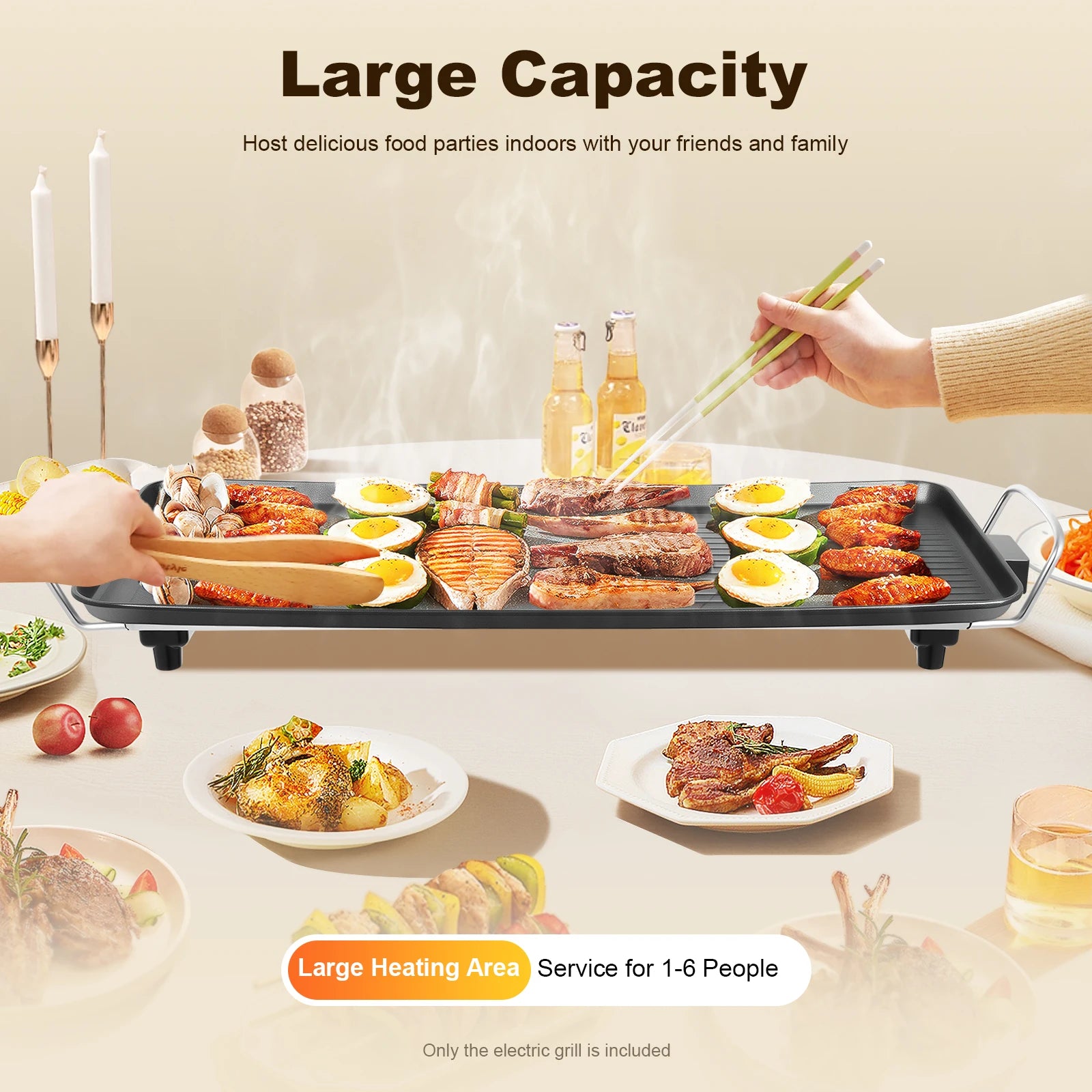 Electric Griddle Grill 1500W Nonstick Aluminum Indoor Outdoor by S And B Enterprise