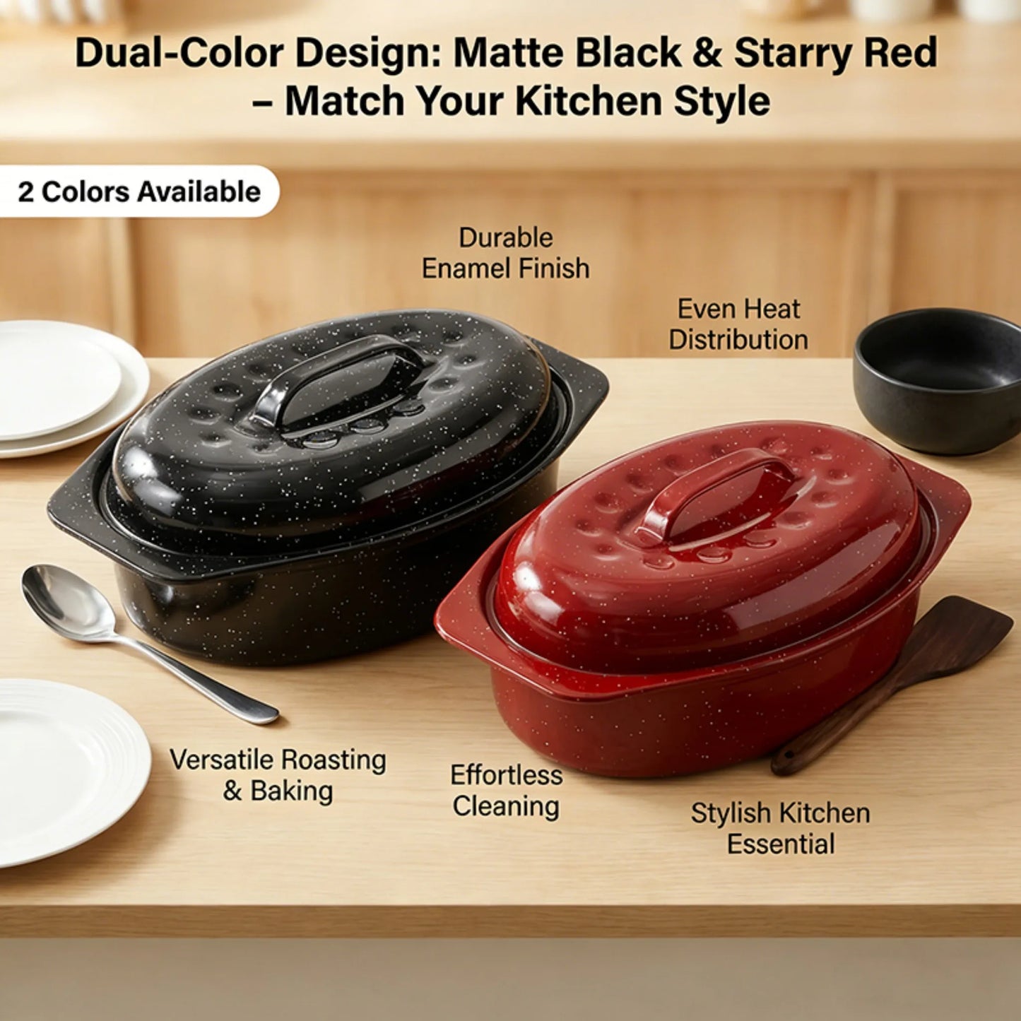 Oval Roaster With Lid Enameled Steel 7 Lb Poultry Capacity by S And B Enterprise