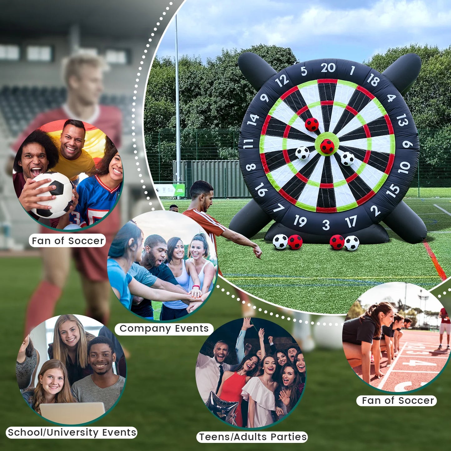 King Inflatable Soccer Ball Darts Board With 8 Balls And Blower