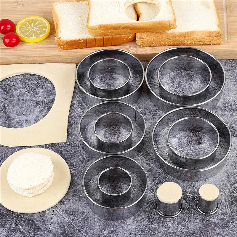 5PCS Round Stainless Steel Biscuit Mold Dumpling Skin Cutting Mold DIY Biscuit Pastry Cake Baking Tools Kitchen Baking Gadget by S And B Enterprise