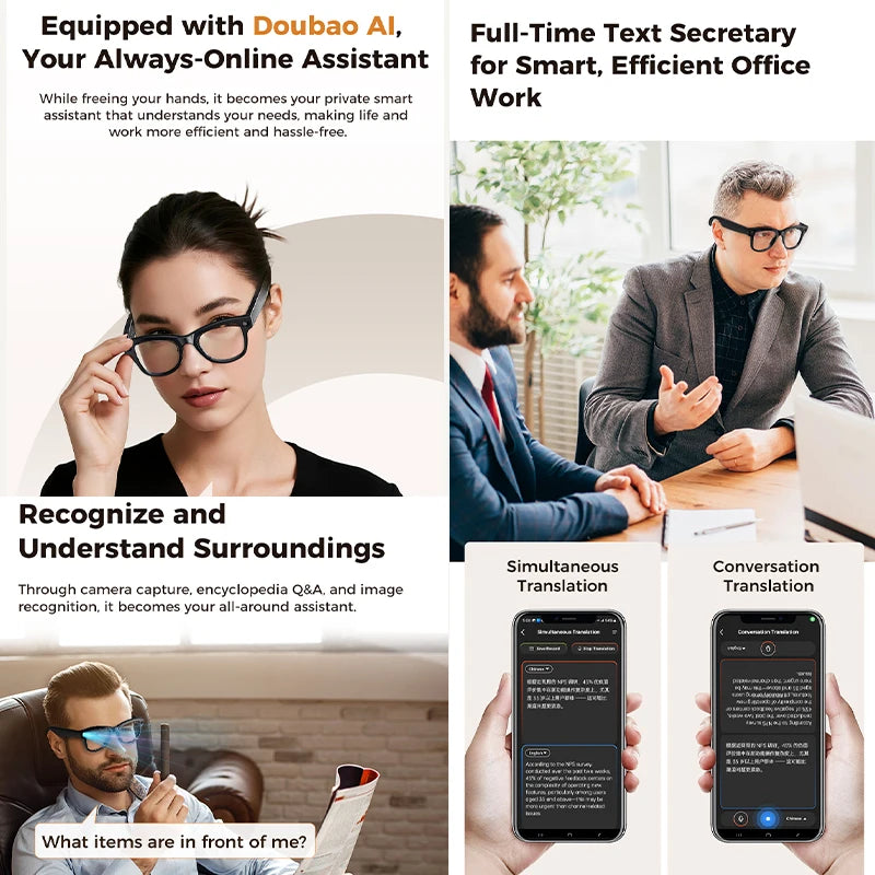 2026 New 32G Memory 800W 4K Camera Smart Glasses Men Photos&Videos 3600mAh Power Bank 120+Languages Translation AI Glasses Women by S And B Enterprise