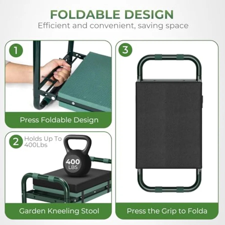 Foldable Garden Kneeler And Seat Bench With Padded Kneeling Surface by S And B Enterprise