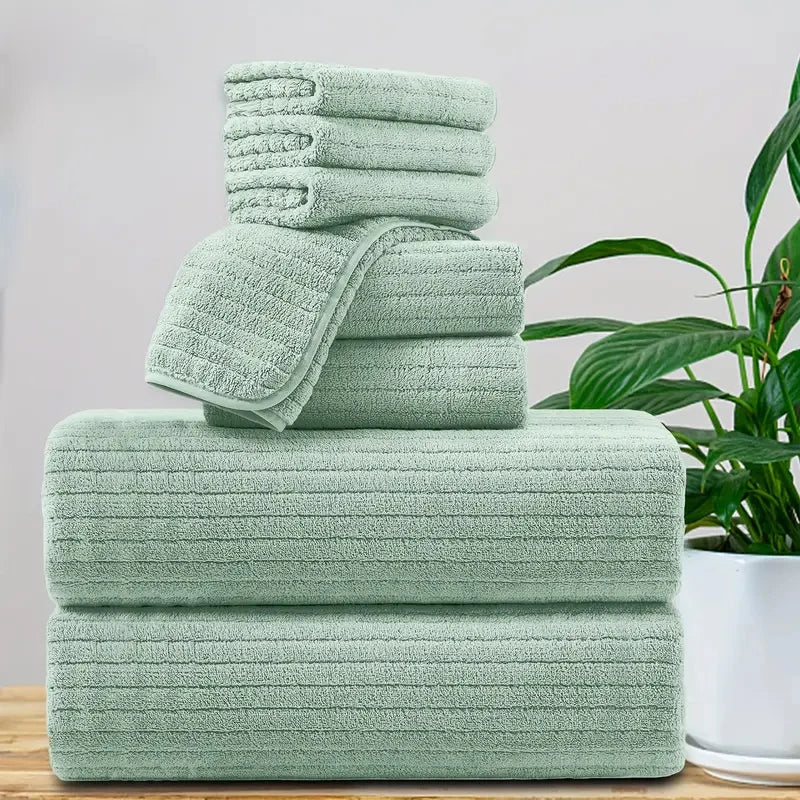 Bath Towel Set 8 Piece Absorbent Quick Dry Towels Daily by S And B Enterprise