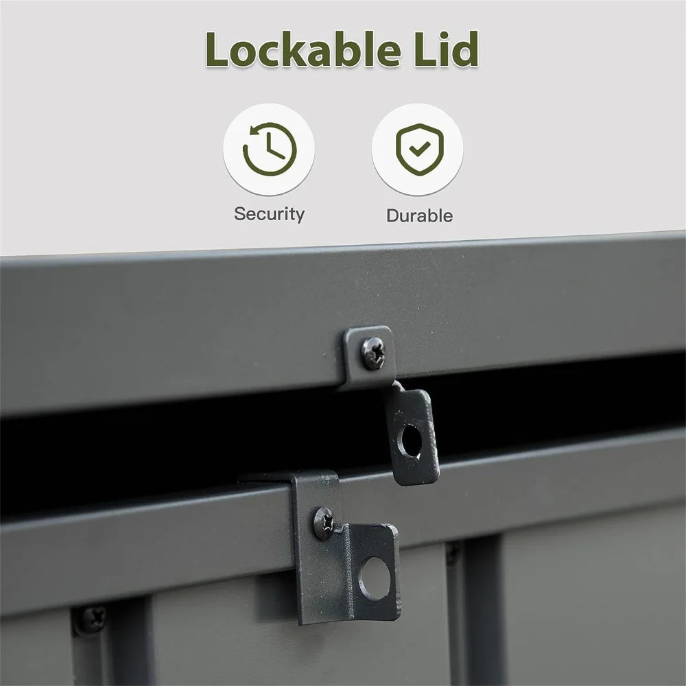 100 Gallon Waterproof Outdoor Storage Deck Box Lockable Large Patio Bin for Garden Tools Cushions Throw Pillows Dark Gray by S And B Enterprise