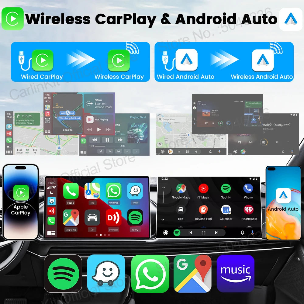 CarlinKit 5.0 Mini5 PRO Wireless Adapter Wireless CarPlay Android Auto For OEM Car Plug and Play WiFi Bluetooth Auto Connection by S And B Enterprise