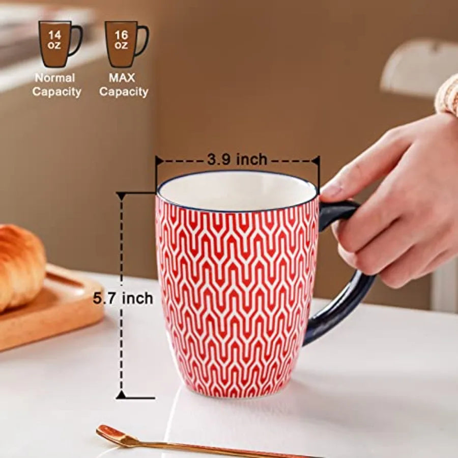 Ceramic Coffee Mug Set Bohemian Style 6 Pack by S And B Enterprise