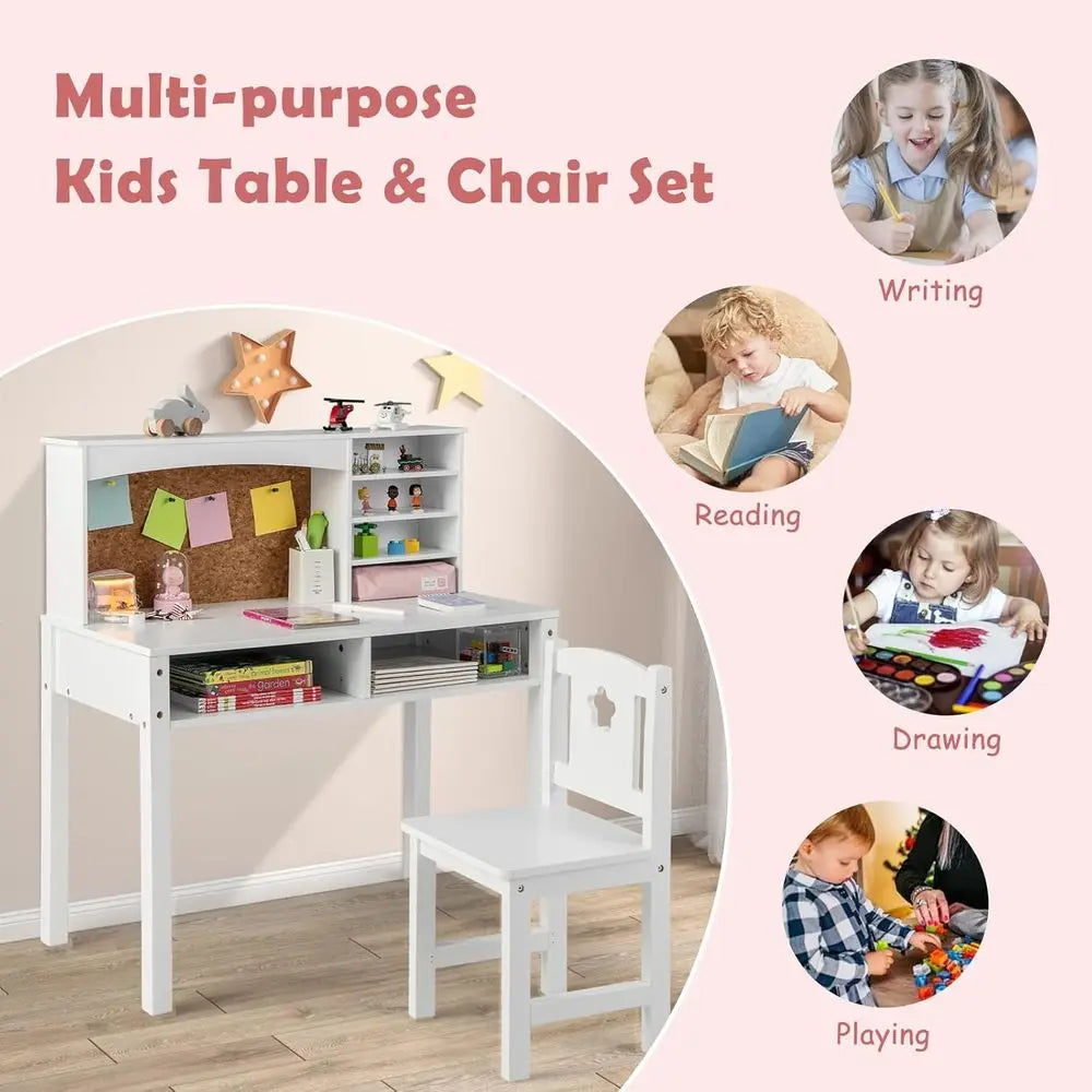 Kids Desk And Chair Set Wooden Desk With Storage Hutch by S And B Enterprise