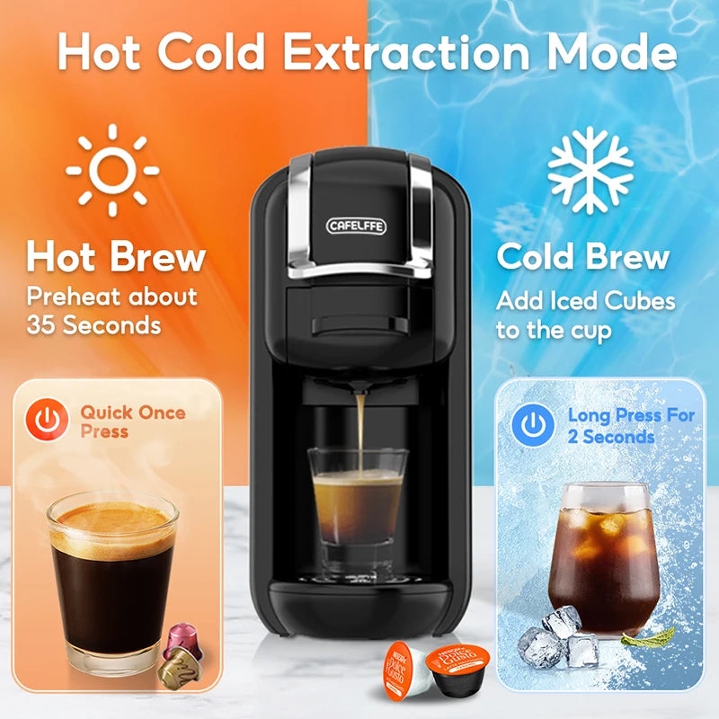 CAFELFFE MK-603 Capsule Coffee Machine with 4 Adapters, 19Bar Hot Cold Brew Espresso Maker For NES/DG/ESE and Coffee Grounds by S And B Enterprise