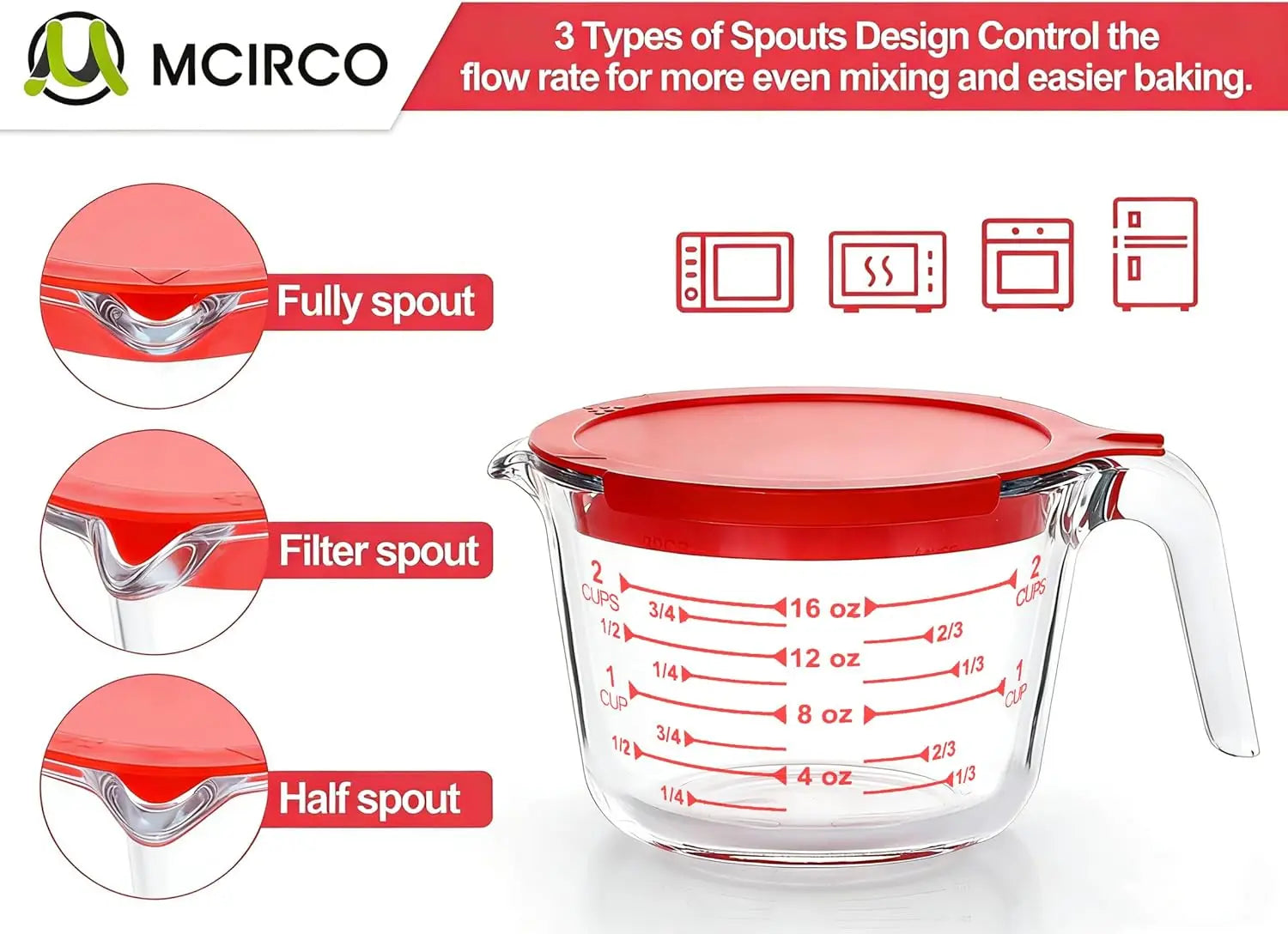 Glass Measuring Cups Set With Lids Borosilicate For Kitchen by S And B Enterprise