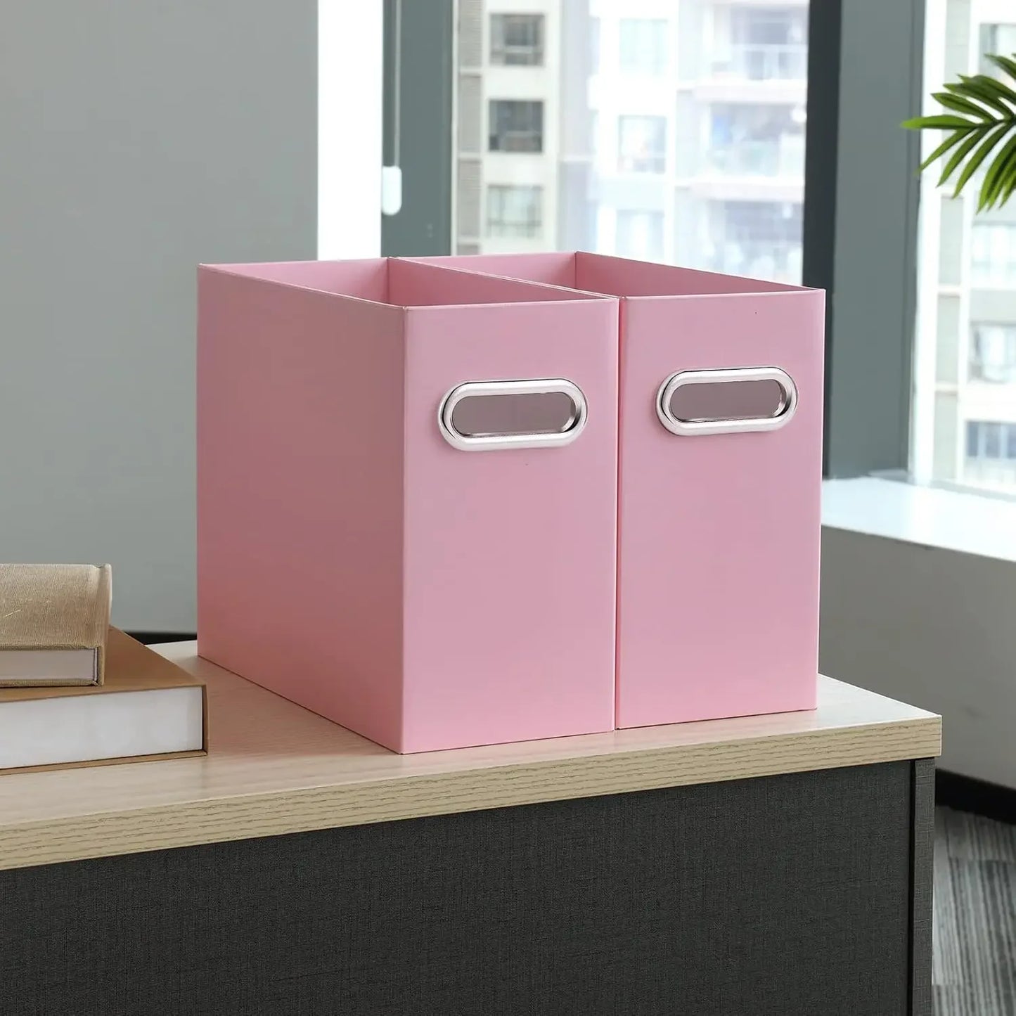 Collapsible File Organizer Box With Portable Handle For Office