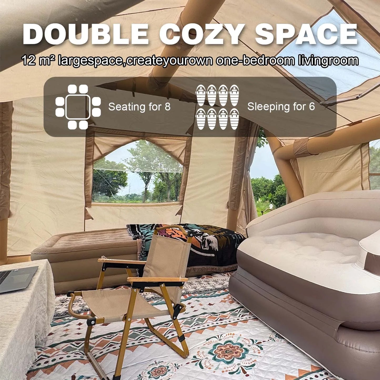 Inflatable Camping Tent With Rainfly And Stove Jack Four Season