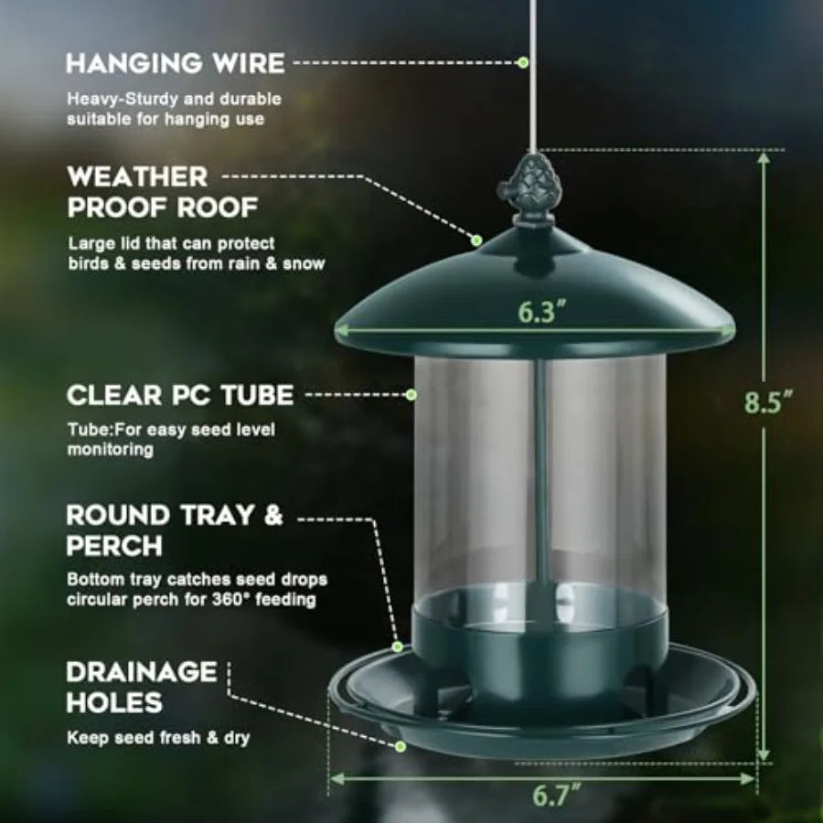 Metal Bird Feeders Outdoor Hanging Weather Resistant 360 Degree Tray by S And B Enterprise