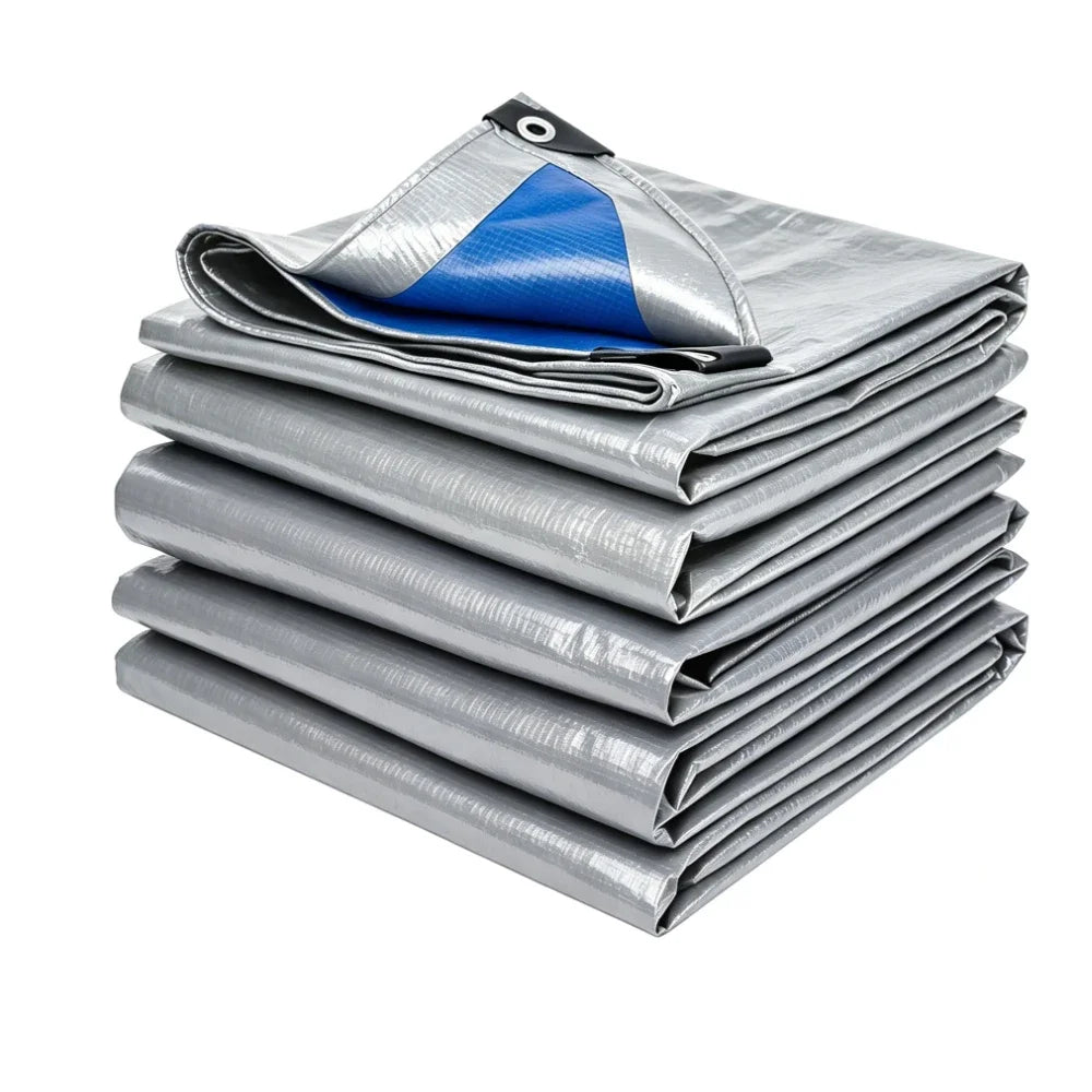 Heavy Duty Tarp Cover Waterproof Tarpaulin UV Resistant Protective Cover with Grommet for Garden Porch Emergency Rain Shelter