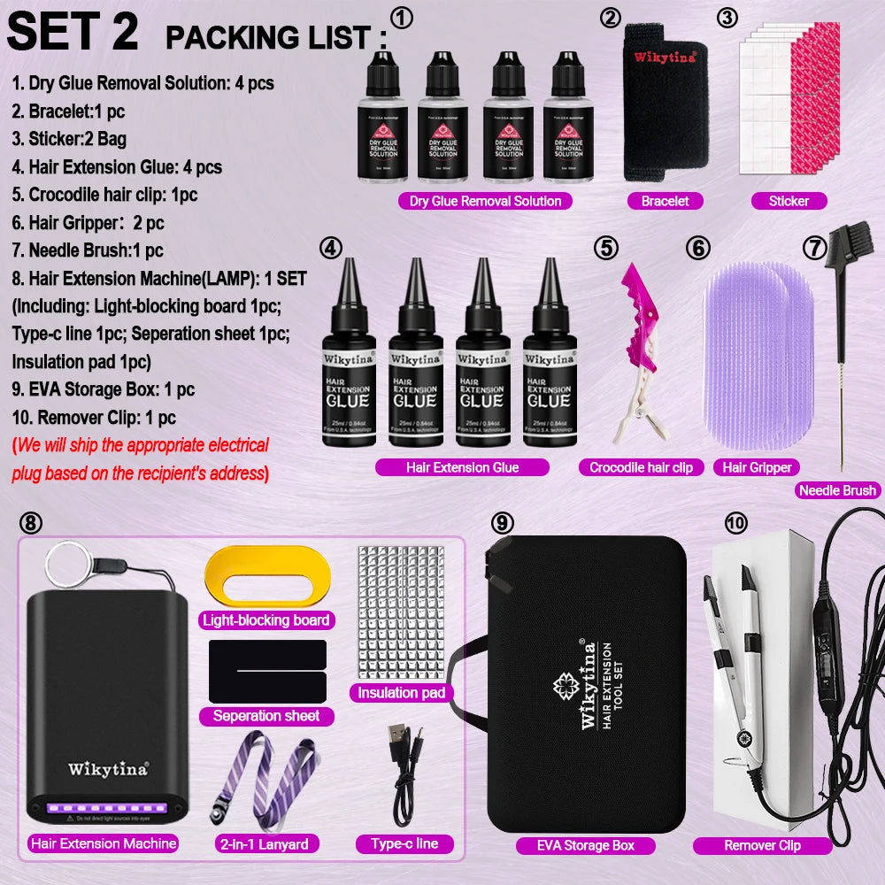 Wikytina UV Light Hair Extension Machine With Glue And Tools
