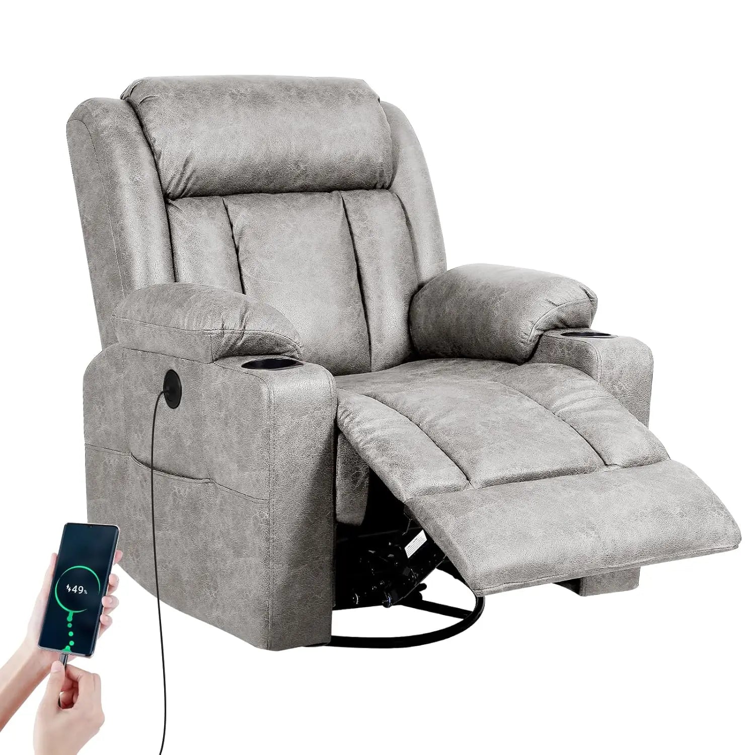 Rocking Recliner Chair With Massage And Heat 360 Swivel by S And B Enterprise