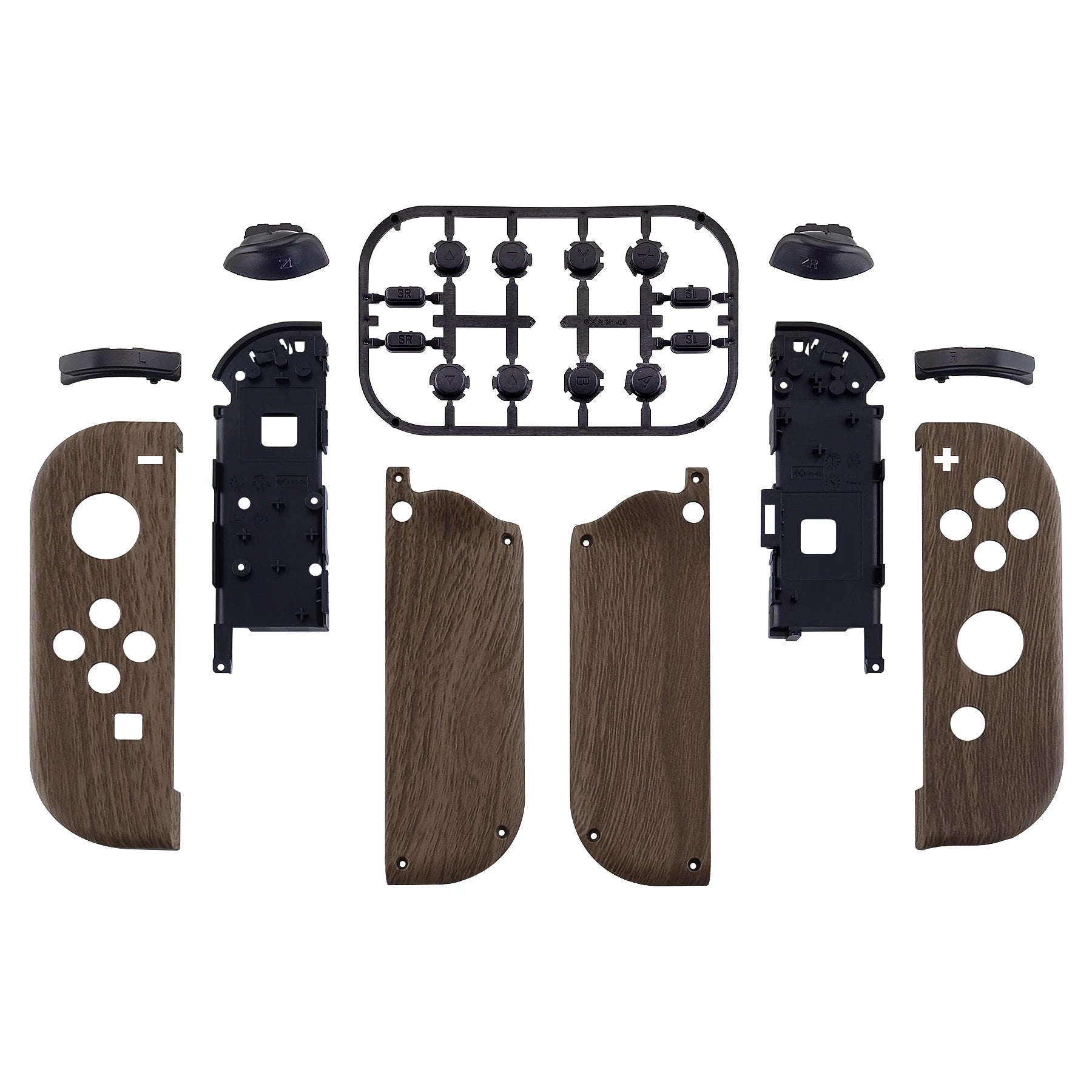 eXtremeRate Custom Patterned Controller Housing Shell Case with Full Set Buttons for NS Switch JoyCon & OLED Joycon - Wood Grain by S And B Enterprise